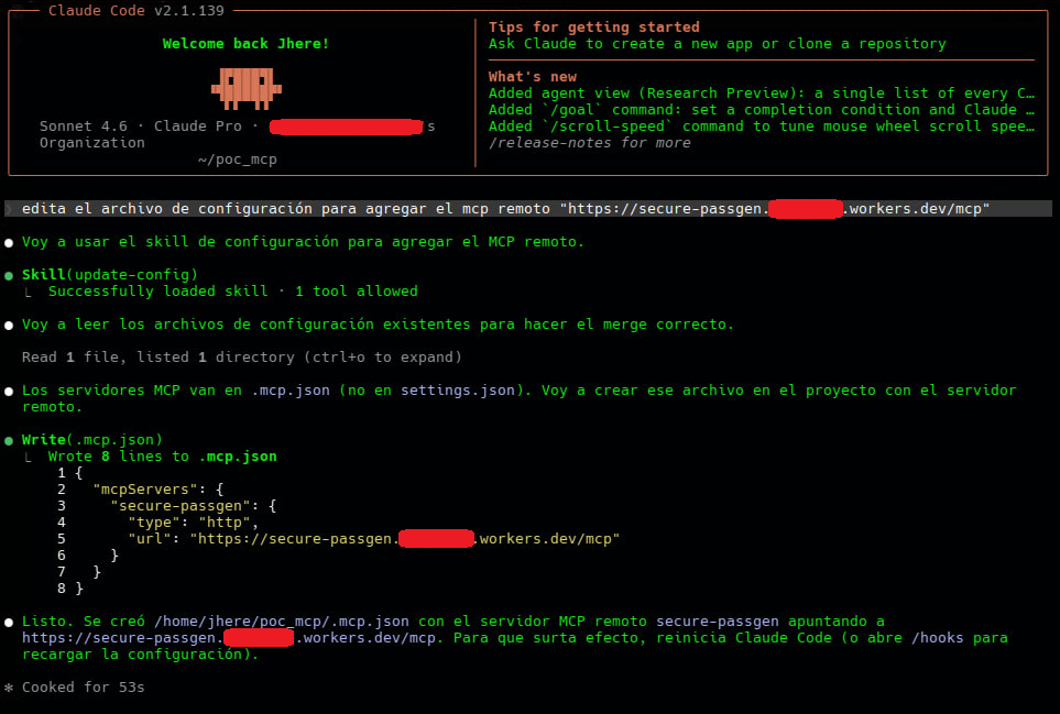 Configuración del cliente MCP en Claude Code — paso 1: archivo de configuración